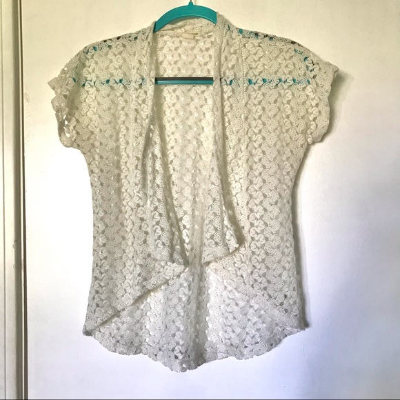 Vintage Y2K White Cotton Lace Shrug - Picture 1 of 4
